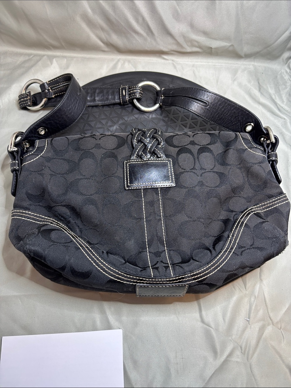 Coach Black Signature Jacquard Hobo Shoulder Bag